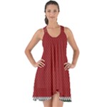 Christmas Pattern, Fabric Texture, Knitted Red Background Show Some Back Chiffon Dress