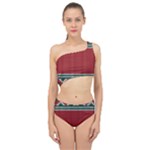 Christmas Pattern, Fabric Texture, Knitted Red Background Spliced Up Two Piece Swimsuit