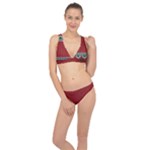 Christmas Pattern, Fabric Texture, Knitted Red Background Classic Banded Bikini Set 