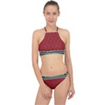 Christmas Pattern, Fabric Texture, Knitted Red Background Halter Bikini Set
