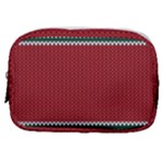 Christmas Pattern, Fabric Texture, Knitted Red Background Make Up Pouch (Small)