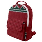 Christmas Pattern, Fabric Texture, Knitted Red Background Flap Pocket Backpack (Small)