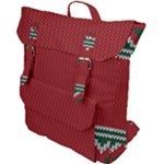 Christmas Pattern, Fabric Texture, Knitted Red Background Buckle Up Backpack