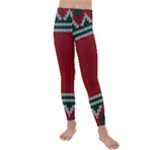 Christmas Pattern, Fabric Texture, Knitted Red Background Kids  Lightweight Velour Leggings