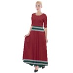 Christmas Pattern, Fabric Texture, Knitted Red Background Half Sleeves Maxi Dress