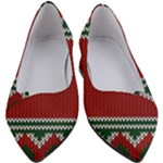 Christmas Pattern, Fabric Texture, Knitted Red Background Women s Block Heels 