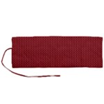 Christmas Pattern, Fabric Texture, Knitted Red Background Roll Up Canvas Pencil Holder (M)