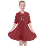 Christmas Pattern, Fabric Texture, Knitted Red Background Kids  All Frills Chiffon Dress