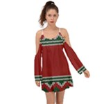 Christmas Pattern, Fabric Texture, Knitted Red Background Boho Dress