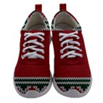 Christmas Pattern, Fabric Texture, Knitted Red Background Women Athletic Shoes