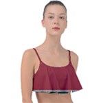Christmas Pattern, Fabric Texture, Knitted Red Background Frill Bikini Top