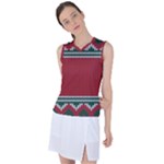 Christmas Pattern, Fabric Texture, Knitted Red Background Women s Sleeveless Sports Top