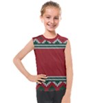 Christmas Pattern, Fabric Texture, Knitted Red Background Kids  Mesh Tank Top