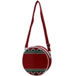 Christmas Pattern, Fabric Texture, Knitted Red Background Crossbody Circle Bag