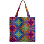 Colorful Floral Ornament, Floral Patterns Zipper Grocery Tote Bag