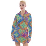 Colorful Floral Ornament, Floral Patterns Women s Long Sleeve Casual Dress