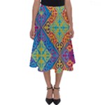 Colorful Floral Ornament, Floral Patterns Perfect Length Midi Skirt