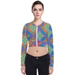 Colorful Floral Ornament, Floral Patterns Long Sleeve Zip Up Bomber Jacket