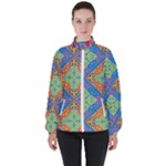 Colorful Floral Ornament, Floral Patterns Women s High Neck Windbreaker