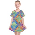 Colorful Floral Ornament, Floral Patterns Kids  Smock Dress