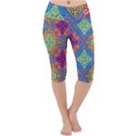 Colorful Floral Ornament, Floral Patterns Lightweight Velour Cropped Yoga Leggings