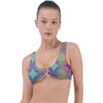 Colorful Floral Ornament, Floral Patterns Ring Detail Bikini Top