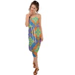 Colorful Floral Ornament, Floral Patterns Waist Tie Cover Up Chiffon Dress