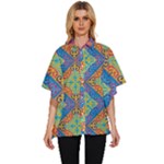 Colorful Floral Ornament, Floral Patterns Women s Batwing Button Up Shirt