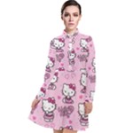 Cute Hello Kitty Collage, Cute Hello Kitty Long Sleeve Chiffon Shirt Dress