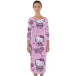 Cute Hello Kitty Collage, Cute Hello Kitty Quarter Sleeve Midi Bodycon Dress