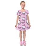 Cute Hello Kitty Collage, Cute Hello Kitty Kids  Short Sleeve Velvet Dress