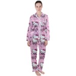 Cute Hello Kitty Collage, Cute Hello Kitty Women s Long Sleeve Satin Pajamas Set	