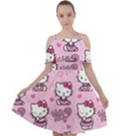 Cute Hello Kitty Collage, Cute Hello Kitty Cut Out Shoulders Chiffon Dress
