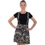 Decorative Ornament Texture, Retro Floral Texture, Vintage Texture, Gray Velvet Suspender Skater Skirt