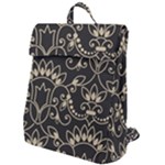 Decorative Ornament Texture, Retro Floral Texture, Vintage Texture, Gray Flap Top Backpack