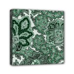 Green Ornament Texture, Green Flowers Retro Background Mini Canvas 6  x 6  (Stretched)
