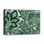 Green Ornament Texture, Green Flowers Retro Background Deluxe Canvas 18  x 12  (Stretched)