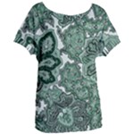 Green Ornament Texture, Green Flowers Retro Background Women s Oversized T-Shirt
