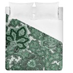 Green Ornament Texture, Green Flowers Retro Background Duvet Cover (Queen Size)
