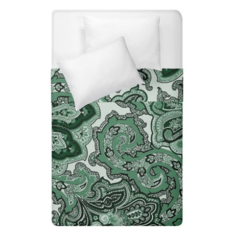 Green Ornament Texture, Green Flowers Retro Background Duvet Cover Double Side (Single Size) from UrbanLoad.com