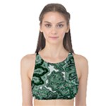 Green Ornament Texture, Green Flowers Retro Background Tank Bikini Top