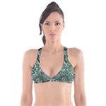 Green Ornament Texture, Green Flowers Retro Background Plunge Bikini Top
