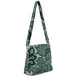 Green Ornament Texture, Green Flowers Retro Background Zipper Messenger Bag