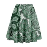 Green Ornament Texture, Green Flowers Retro Background High Waist Skirt