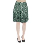 Green Ornament Texture, Green Flowers Retro Background Pleated Skirt