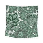 Green Ornament Texture, Green Flowers Retro Background Square Tapestry (Small)