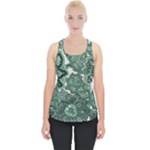 Green Ornament Texture, Green Flowers Retro Background Piece Up Tank Top