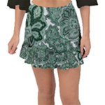 Green Ornament Texture, Green Flowers Retro Background Fishtail Mini Chiffon Skirt