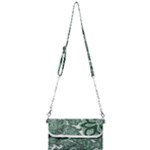 Green Ornament Texture, Green Flowers Retro Background Mini Crossbody Handbag