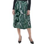Green Ornament Texture, Green Flowers Retro Background Classic Velour Midi Skirt 